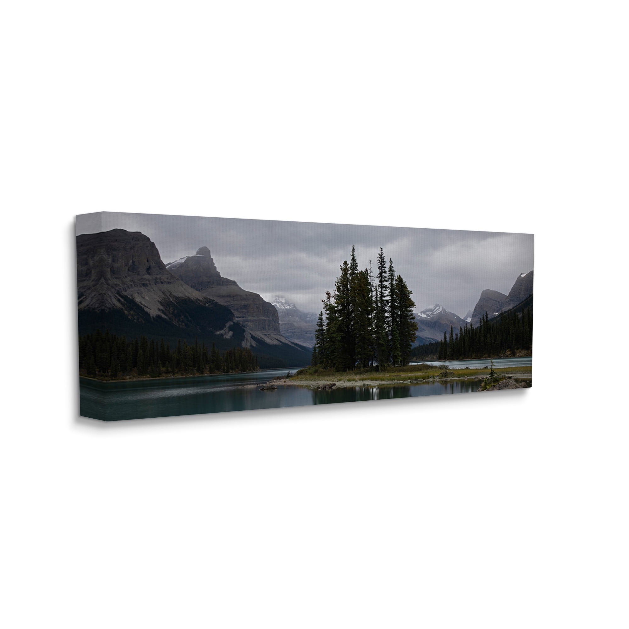 Stupell Industries Fir Tree Forest Lake Landscape Moody Weather Photography, 40 x 17, Design by Daniel Sproul