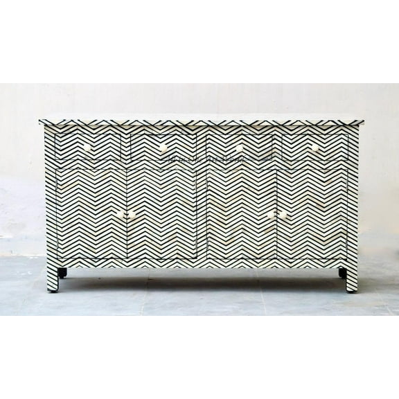 Chevron Bone Inlay Sideboard Black bone inlay Cabinet Black Bone inlay furniture bone inlay cupboard