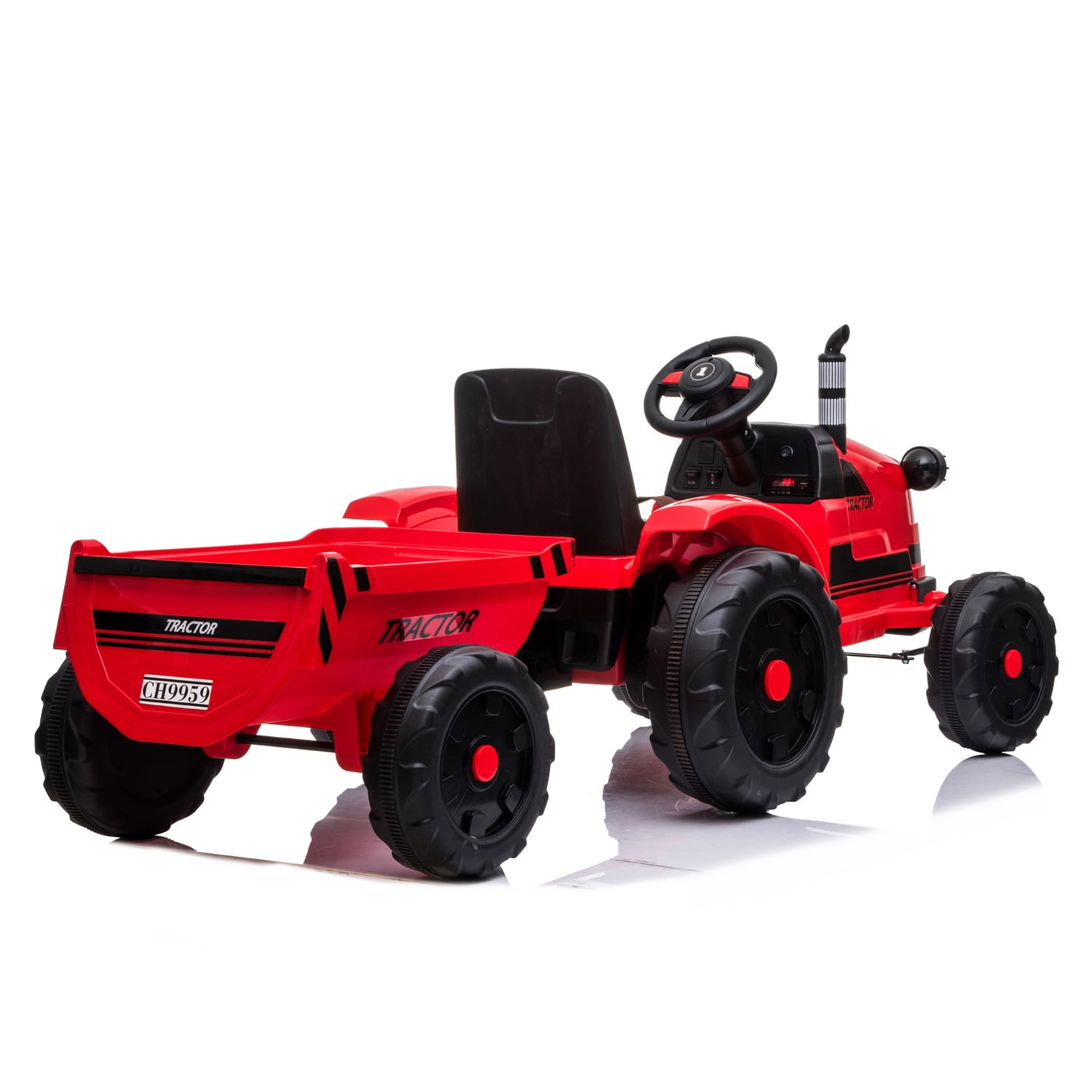 Lowestbest Ride on Toys Tractor with Trailer, 3-Gear-Shift Ground Loader for Kid, Red Lowestbest Ride on Toys Tractor with Trailer, 3-Gear-Shift Ground Loader for Kid, Red