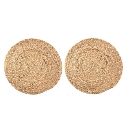 

ADVEN Round Straw Insulated Place Mat Natural Water Hyacinth Weave Place Mat Round Braided Rattan Table Mat Grass Woven Place Mat