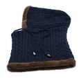 thumbnail image 3 of absanyy Women's Winter Hat, Acrylic Fleece Lined Cable Knit, 3 in 1 with Neck Gaiter, Adjustable, Navy, One Size, 3 of 3