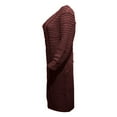 thumbnail image 4 of Robe Tricotée à Manches Longues pour Femmes Motif Crochet Unie Côtelée Robe Décontractée, 4 of 5