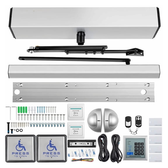 Automatic Door Opener 100-240V, Swing Door Operator for Disabilities, 220lbs Capacity, w/Remotes & Keypad