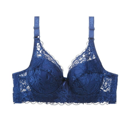 Dateuuo Floral Lace Bra for Women Comfort Padded Underwire Bra Racerback Bralette Deep V Neck Wireless T-Shirt Halter Bras - 80D