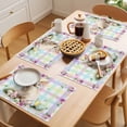 thumbnail image 5 of Easter Cute Bunny Placemats Set of 8 Eggs Spring Daisy Flowers Colorful Striped Place Mats Indoor Wipeable Table Mats Washable Dining Table Placemats for Kitchen Holiday Party Home Decor 13x19 Inch, 5 of 9