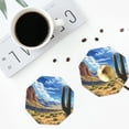 thumbnail image 4 of Fuzoiu Western Desert Cactus Print Leather Coasters Set,Drink Coasters Set of 4,for Tabletop Protection, Durable PVC Coasters,Home Décor and Housewarming Gift-Octagon, 4 of 6