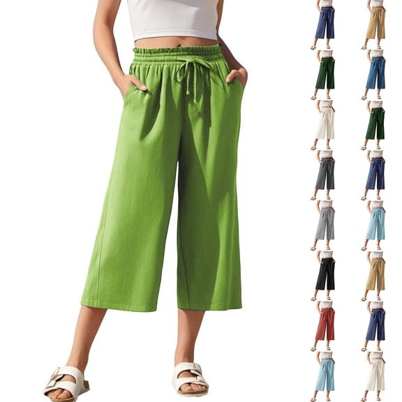 Luvrsol Plus Womens Capri Pants Quick Dry Moisture Wicking Casual Solid High Rise Straight Leg 7/8 Capri Jeans, Size S-5XL