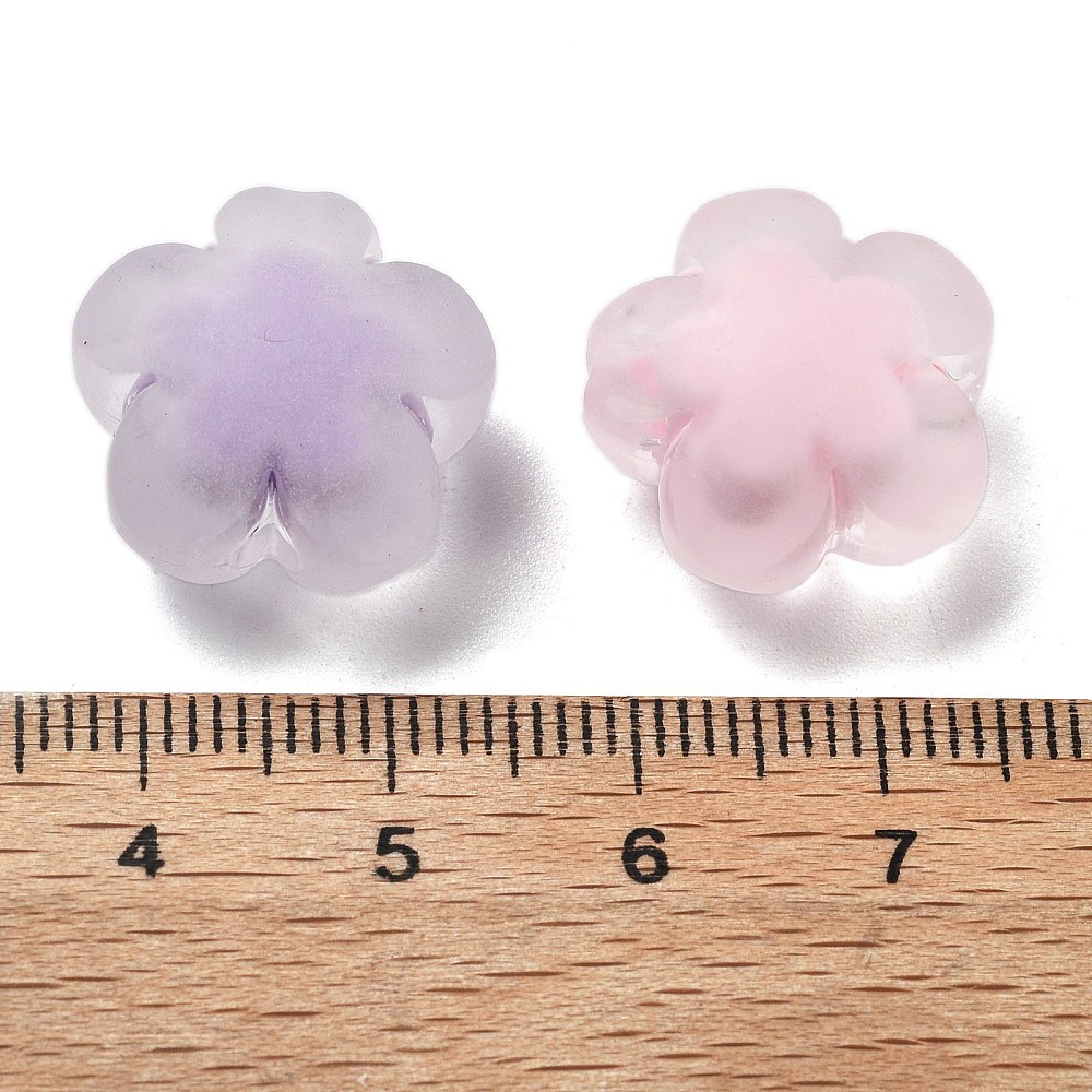Frosted Transparent Acrylic Beads Bead in Bead Flower Mixed Color 16.5x17x10.5mm Hole: 3mm about 301pcs/500g DIY