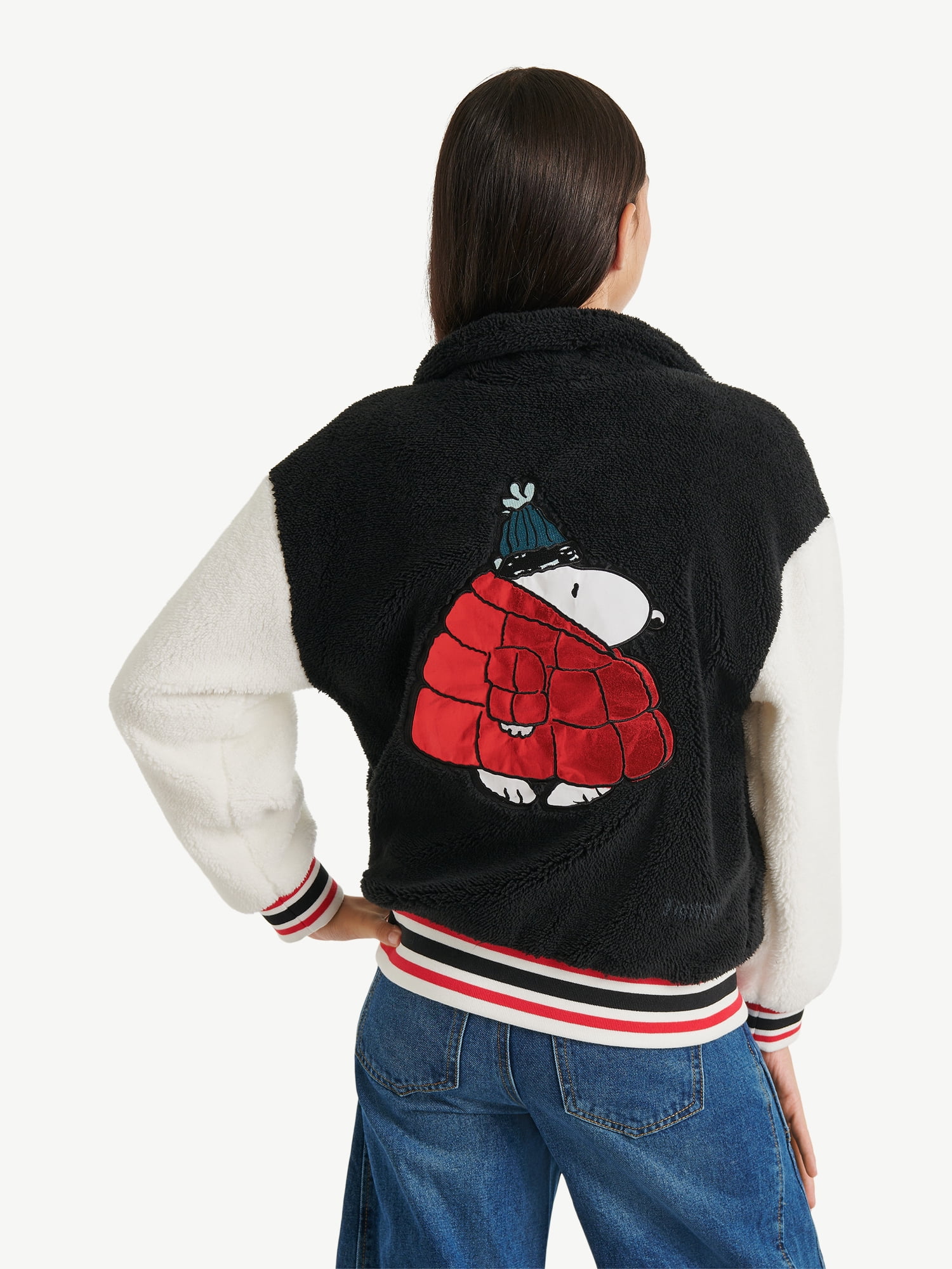 Justice x Snoopy Girls Sherpa Jacket, Sizes XS - XLP