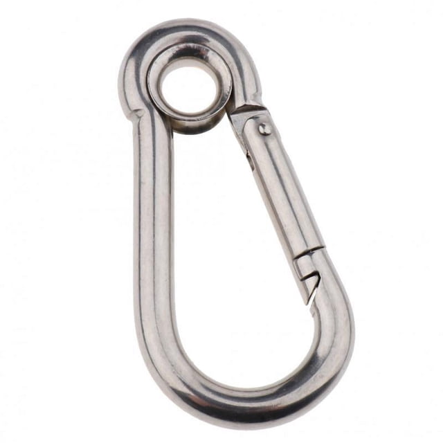 Mosquetón de acero inoxidable perfecl con Clip para acampar 60x30mm Color plata