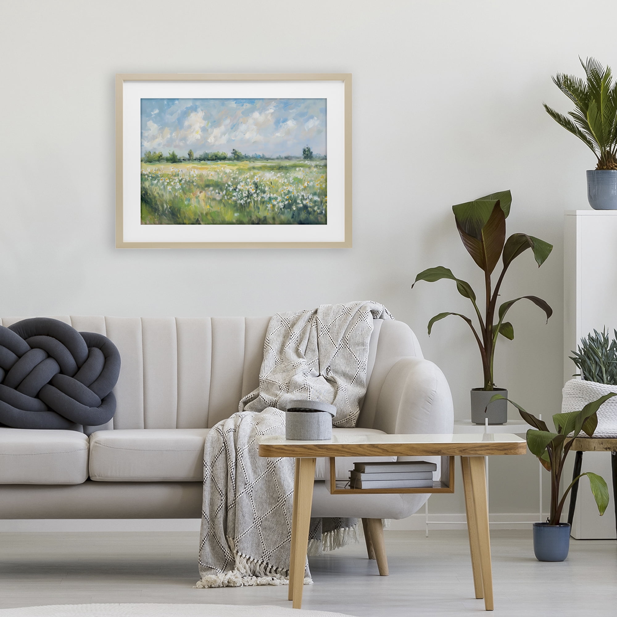 Stupell Industries Daisy Field Landscape Impression Birch Framed Print Under Glass, design by Creative Studio