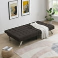 thumbnail image 6 of Modern Minimalist Fabric Sofa Bed 220cm with Stainless Legs and Espresso Color, 6 of 15