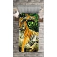 thumbnail image 3 of Ambesonne Tiger Quilted Bedspread Set 2 Pcs, Big Cat Resting in Forest, Twin Size, Multicolor, 3 of 3