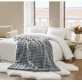 thumbnail image 3 of Brooklyn Loom Bubble Faux Fur 100% Microfiber Polyester  Twin XL Blanket in Grey, All Season, Adult Size, OEKO-TEX Certified, 3 of 12