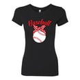 thumbnail image 2 of Wild Bobby, Cute Baseball Mom Ribbon Gift, Mother's Day, Women Slim Fit Junior Tee, Black, Small, 2 of 3
