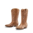 thumbnail image 5 of DREAM PAIRS Women's Western Cowboy Boots, Mid-Calf Cowgirl Boots with Chunky Heel & Embroidered Stitching Wide Width, 5 of 6