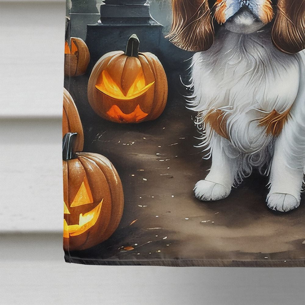 Halloween Cavalier Spaniel Dog House Flag 28x40IN Double-Sided Polyester Decorative Sleeve Pole Flag for Outdoor Home Garden