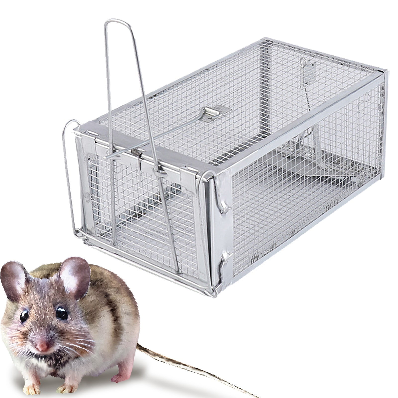 pdqouc Live Animal Cage Trap, 10.62"x 5.51"x 4.72" Hum ane Live Trap Catch and Release, Folding Raccoon Trap, Cat Trap for Stray Cats, Squirrel, S kunk, Groundhog, Armadillo, Rabbit