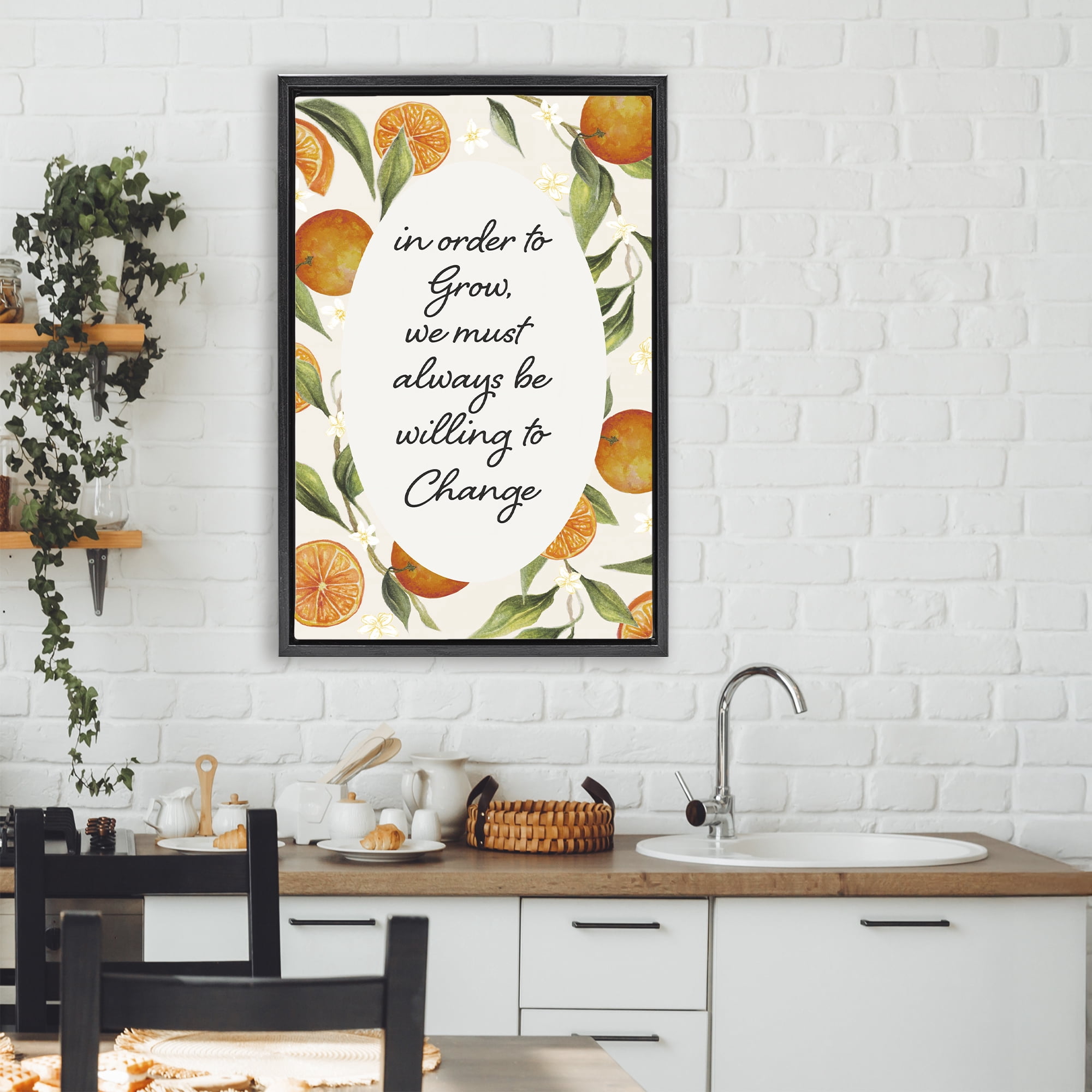Stupell Industries Willing To Change Quote Black Framed Floater Canvas Wall Art, design by Janice Gaynor