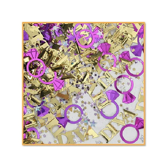Beistle Pack of 6 Purple and Gold "Diva" Confetti Bags 0.5 oz.
