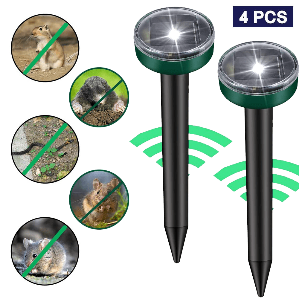 Lot Outdoor Solar Power Mole Mouse Ultrasonic Gopher Rodent Pest Repeller Chaser 