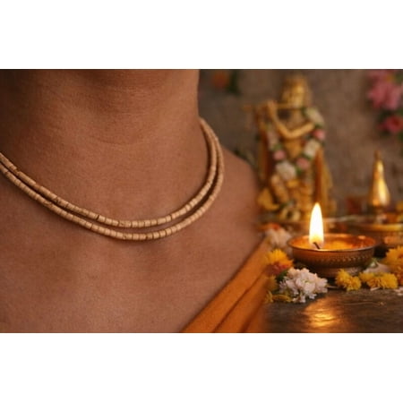 Double round Tulsi (basil) mala,Spritual Pendant Necklace for Women and Men