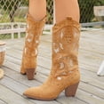 thumbnail image 5 of SACFOF Cowgirl Boots Women Chunky Heel Knee High Cowboy Boots Mid Calf with Chunky Heel Retro Embroidery Western Boots, 5 of 7