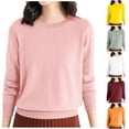 thumbnail image 3 of shoper Women's Merino Wool Sweater Crewneck Long Sleeve Pullover Tops Knit Loose Thin Fall Winter Sweater Blouse 2025, 3 of 8