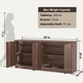 thumbnail image 2 of Rumiiro Fluted Sideboard Buffet Cabinet Modern Minimalist 4 Doors Adjustable Shelves Storage 63 in L x 16 in W x 30 in H, Walnut, 2 of 6