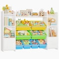 thumbnail image 2 of Homfa Kids Toy Organization Cubby Bookcase with 8 Bin, 2 Door White Storage Organizer Bookshelf for Children Room Playroom, 2 of 7