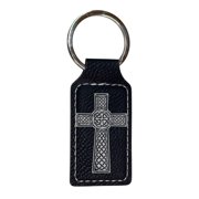 Keychain - Rectangle - Celtic Cross - Leather