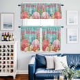 thumbnail image 2 of Turquoise Coastal Welcome Kitchen Curtains Sets for Windows 24 Inch Length, Ocean Shell Red Coral Rod Pocket Window Treatments Tier Curtains and Valances Set for Bedroom/Bathroom, 2 of 8
