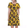 thumbnail image 1 of Fotbe Retro Vinyl Records Vestido Largo de Moda para Mujer, Vestido Tipo Camiseta con Manga Corta y Estilo Casual a Rayas y Bloques de Color, 1 of 6