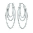 thumbnail image 2 of Bling Jewelry Womens Crystal  Style Large Hoop Huggie Earrings Rose Silver Tone Stainless Steel, 2 of 4