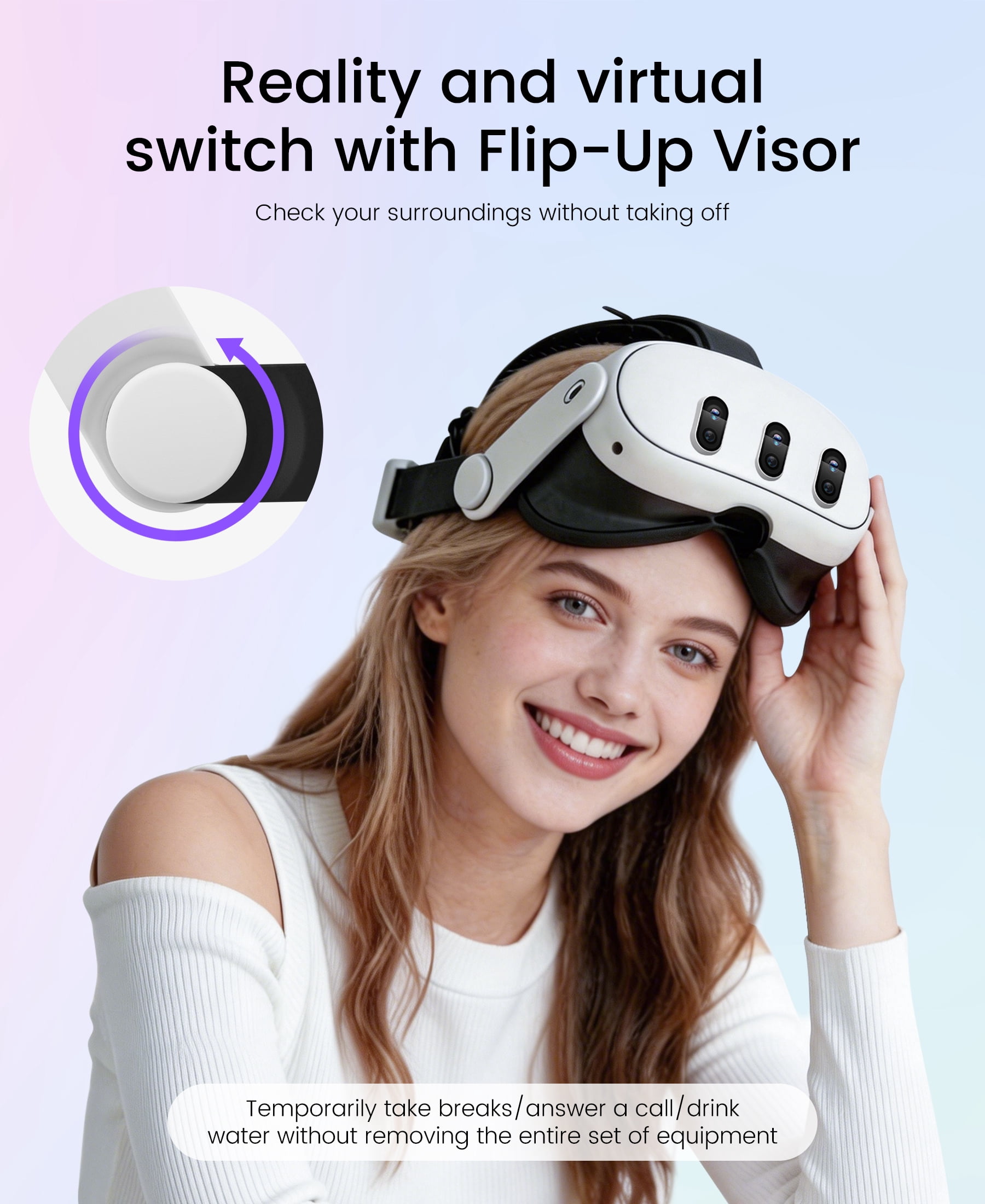 QQV Battery Head Strap for Oculus Meta Quest 3/3S/2, VR Headset Strap Accessories for Quest 3 with 10000mAh Built-in Rechargeable Battery Pack