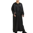 thumbnail image 2 of Penkiiy Boys' Lightweight Muslim Robe - Breathable Arab Middle Eastern Thobe with Pockets, Zip-Up Loungewear for Summer, 2 of 9