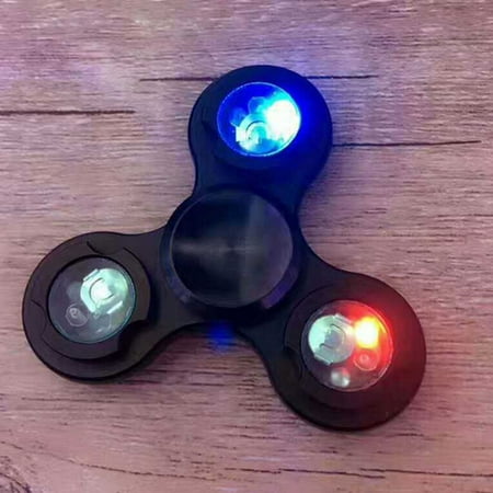 Metal Fidget Spinner, LED Light Tri Hand Spinning Finger Toy, EDC Hand Spinners Stocking Stuffer for ADHD Focus Relieves Anxiety and Boredom (Best Spinning Fidget Spinner)