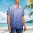 thumbnail image 3 of Logiee Glittering Blue Purple Print Mens Hawaiian Shirts,Loose-Fit Short Sleeve Button Down Tropical Aloha Beach Shirt,Summer Vacation Wedding Tops,3X-Large, 3 of 7