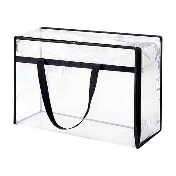 YAMB Clear Clothes Storage Bags, Foldable Clothes Organizer with Zipper and Handle, Quilt Seasonal Change Dust Bag, Large Capacity Closet Organization Containers for Comforter, Bedding, Duvet