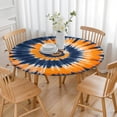 thumbnail image 3 of Orange Blue Tie Dye Mandala Pattern Round Fitted Tablecloth with Elastic Edge,Dining Table Cover Waterproof,Outdoor Round Tablecloth for Camping,Dining,Indoor and Outdoor, 3 of 7