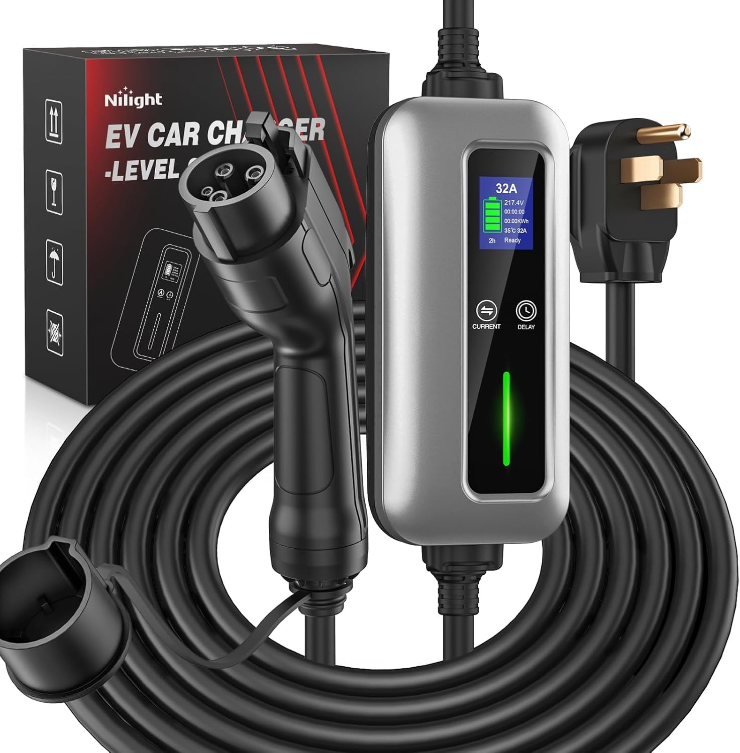 AVAPOW Level 2 Portable EV Charger, 240V 40A Electric Car Charger