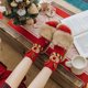 thumbnail image 1 of Medias navideñas con puño de piel sintética • Personajes de reno de muñeco de nieve de Papá Noel • Calcetines de invierno cálidos y gruesos • Fibra de poliéster • 1 par, 1 of 8