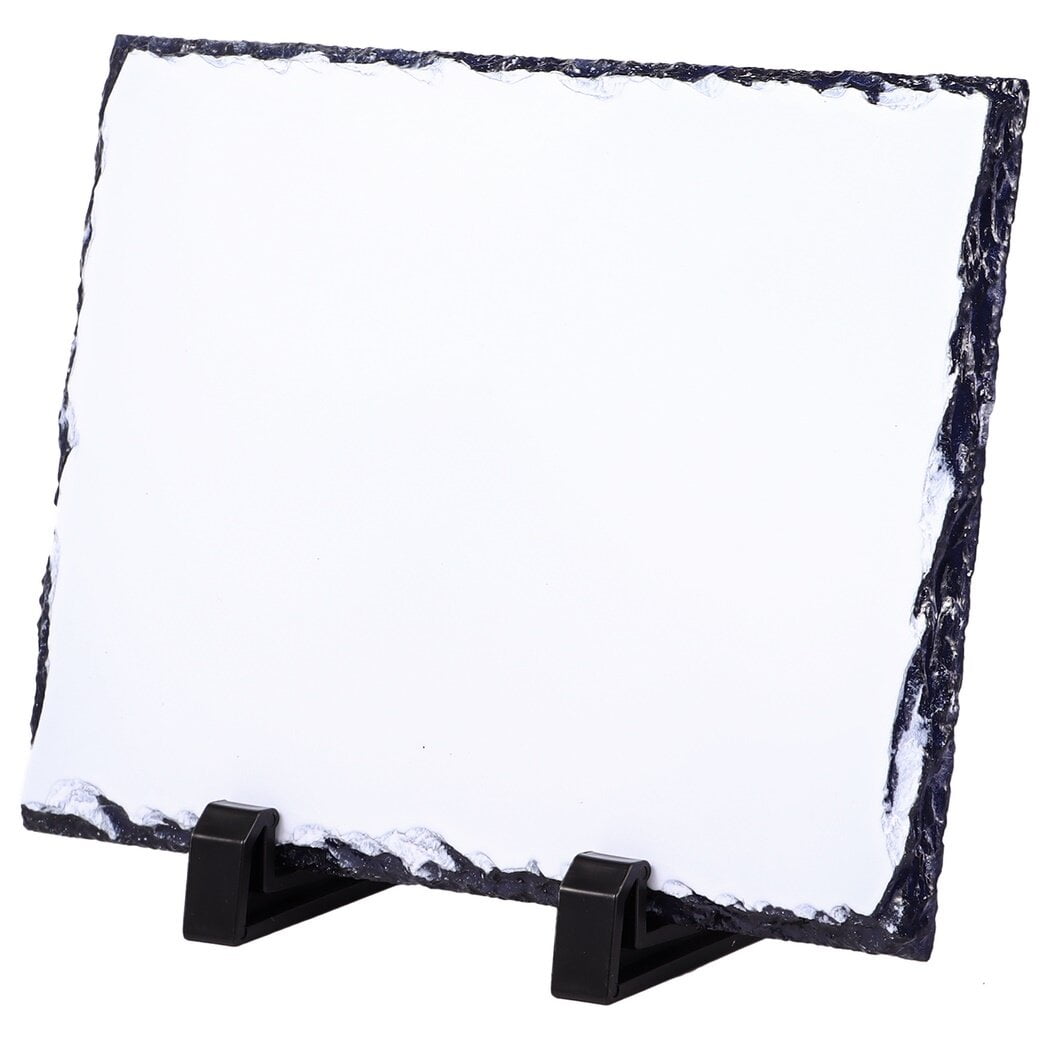 10Pcs 7.9 x 5.9 Inch Sublimation Blank Rock Slates, Rectangular Custom Picture Stone Slates with Display Stands for Thermal Heat Press Transfer Photos