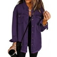 thumbnail image 2 of Kixjoy Womens Jean Jacket Oversized Button Down Denim Jackets Casual Fall Long Sleeve Shirt Fashion Lightweight Loose Fit Coat for Women with Pockets, Dark Purple S, 2 of 5