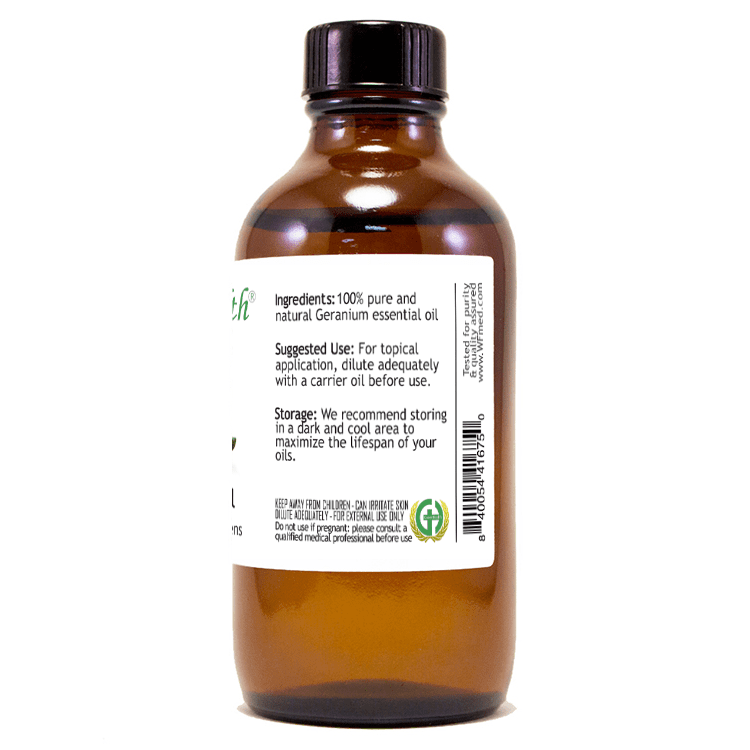 Geranium Essential Oil - 4 fl oz - Amber Glass Bottle w/ Cap - GreenHealth
