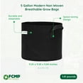 thumbnail image 3 of FCMP Outdoor 5 Gallon Modern Non Woven Breathable Grow Bags, Black (5 Pack), 3 of 12