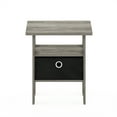 thumbnail image 2 of Furinno Andrey End Table, Side Table with Bin Drawer, Grey Oak/Black, 2 of 4
