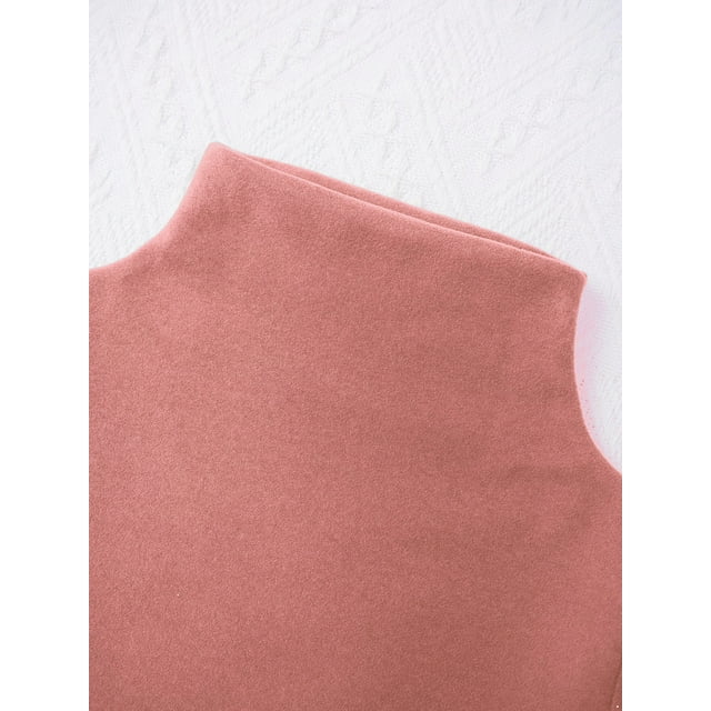 Yeahdor Chandails Thermiques à Manches Longues pour Garçon Fille, Doublés en Molleton, Couche de Base de Compression, T-Shirts à Col Rond, T-Shirts Doux, Rose 100
