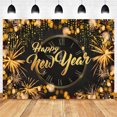 thumbnail image 1 of Tapiz para colgar en la pared, diseño de reloj de fuegos artificiales con diseño de feliz año nuevo, 1 of 2