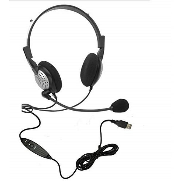 USB Headset with Noise Cancelling boom Microphone for Dragon